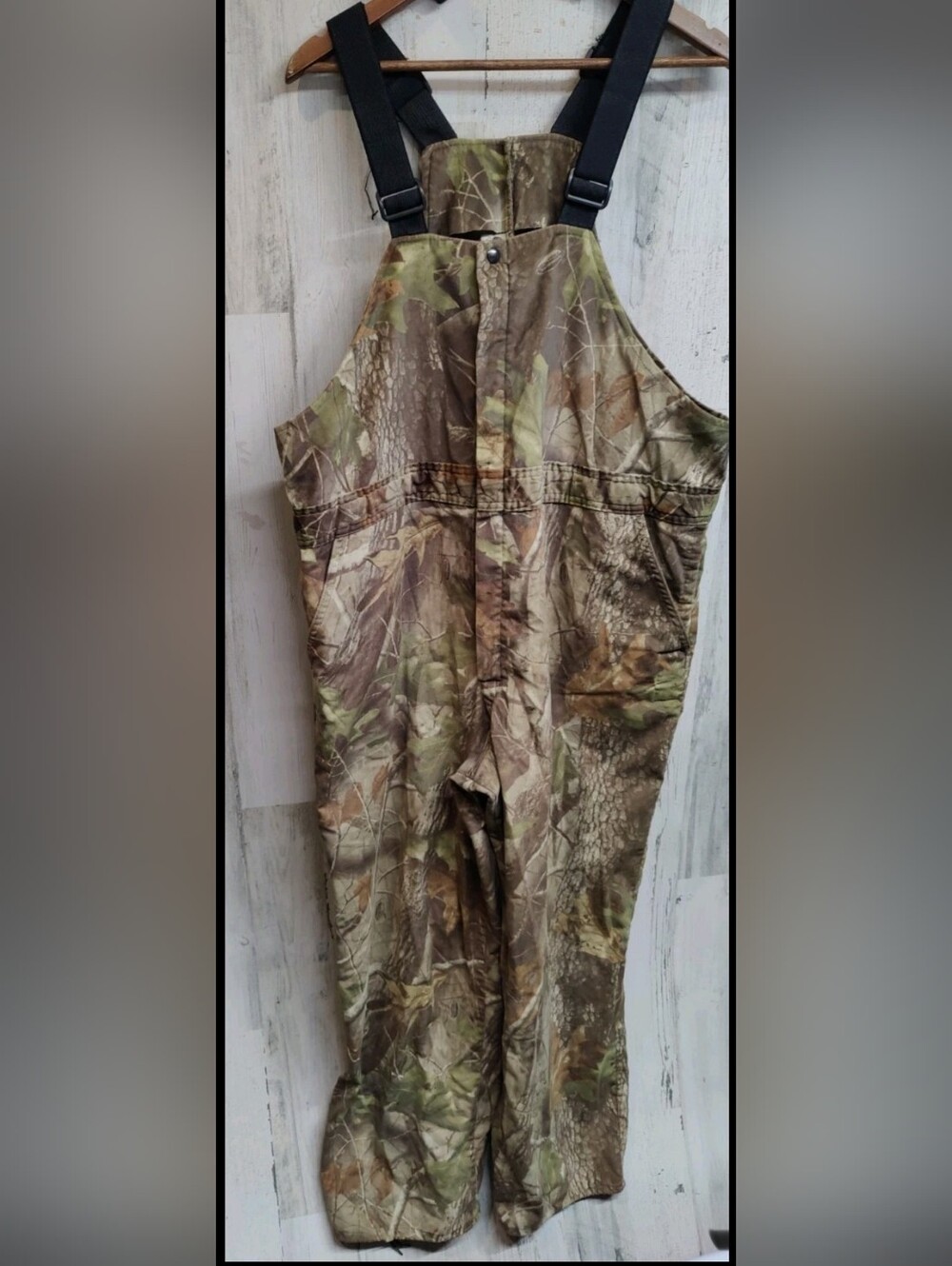 VTG Pella Realtree Camouflage Front Zip Bib Overalls Men's XL-Reg Hunting
